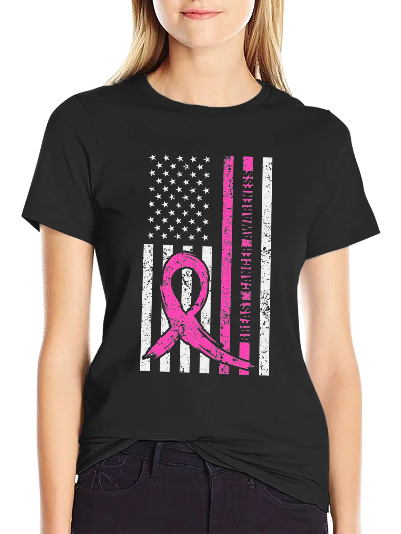 Pink Ribbon Breast Cancer Awareness Month American Basic Graphic T-Shirt – Daily Comfort In Soft Cotton