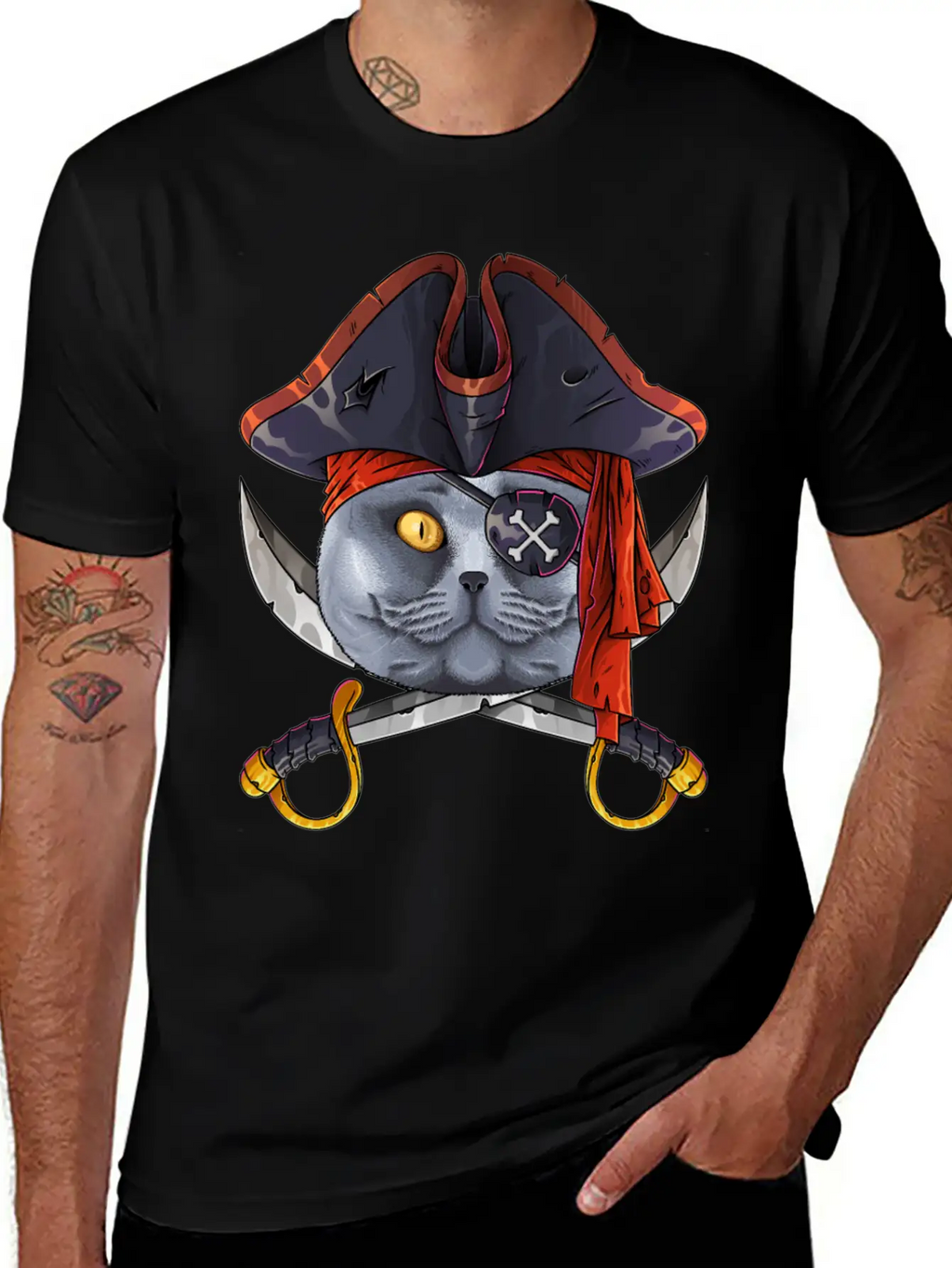 Pirate British Shorthair Jolly Roger Halloween Cos Classic Cotton Tee – Unisex Comfort For Any Season