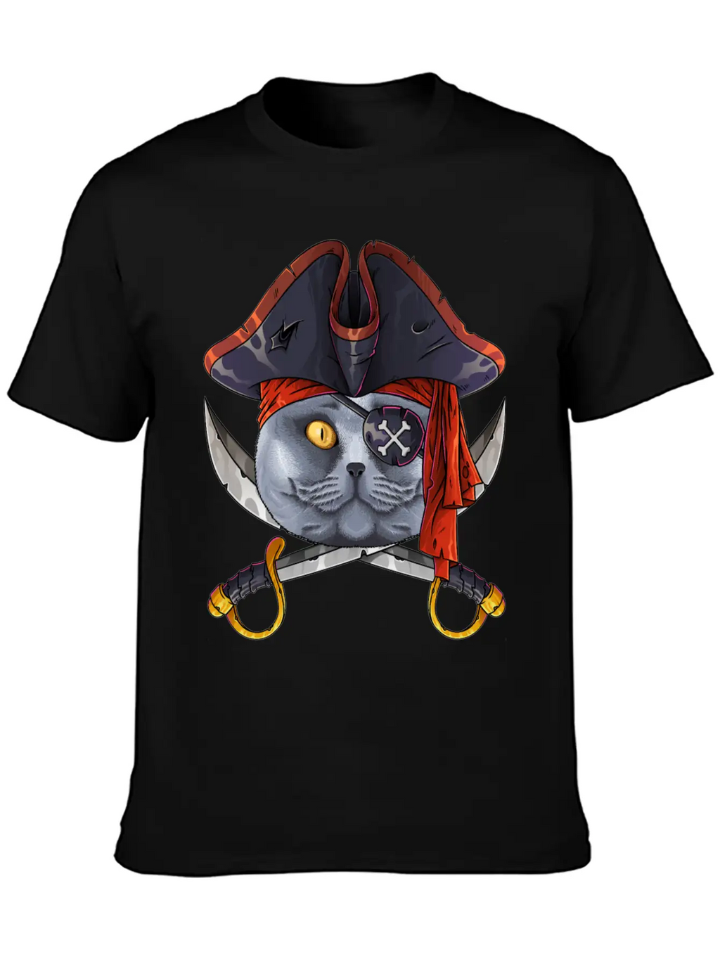 Pirate British Shorthair Jolly Roger Halloween Cos Classic Cotton Tee – Unisex Comfort For Any Season