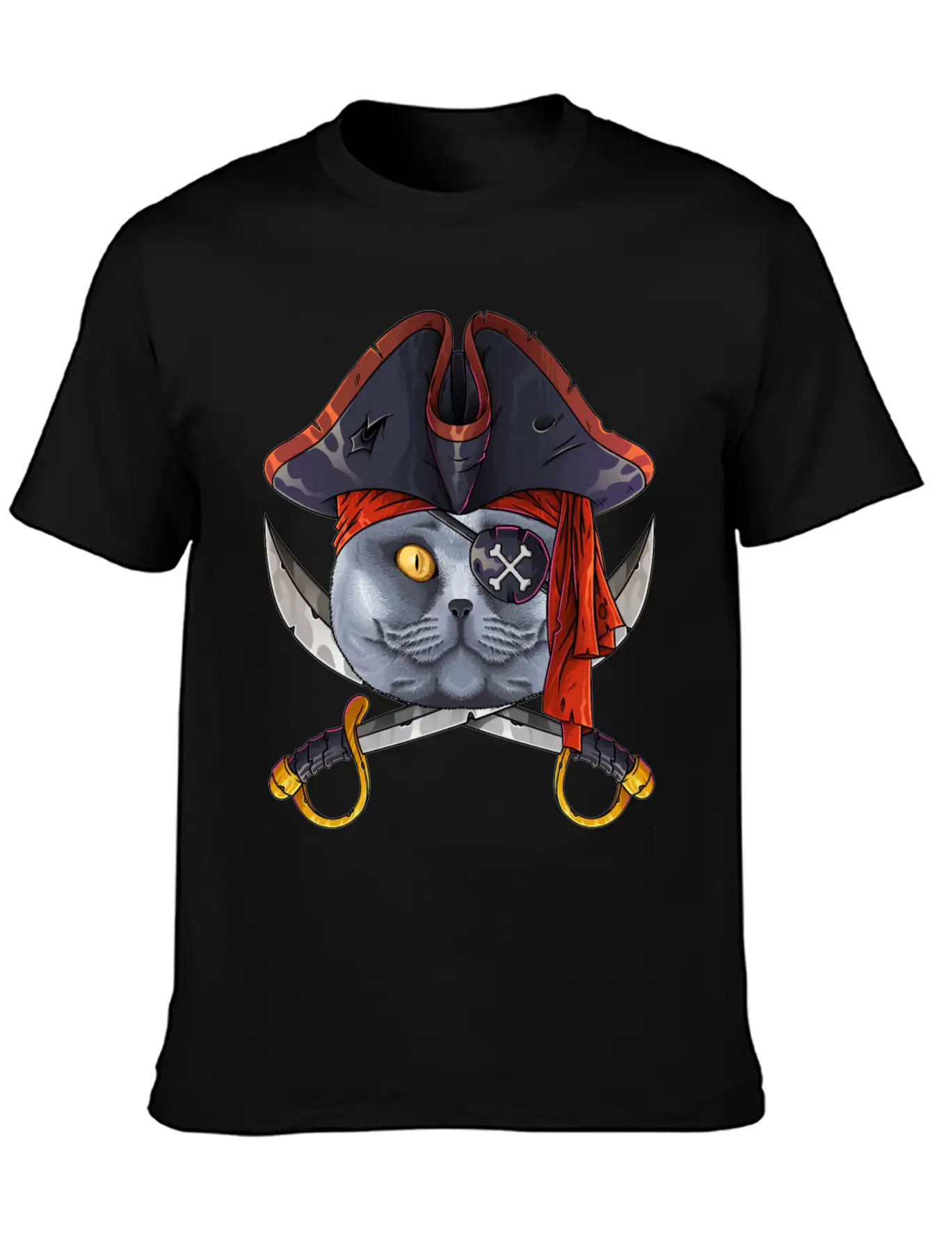 Pirate British Shorthair Jolly Roger Halloween Cos Classic Cotton Tee – Unisex Comfort For Any Season