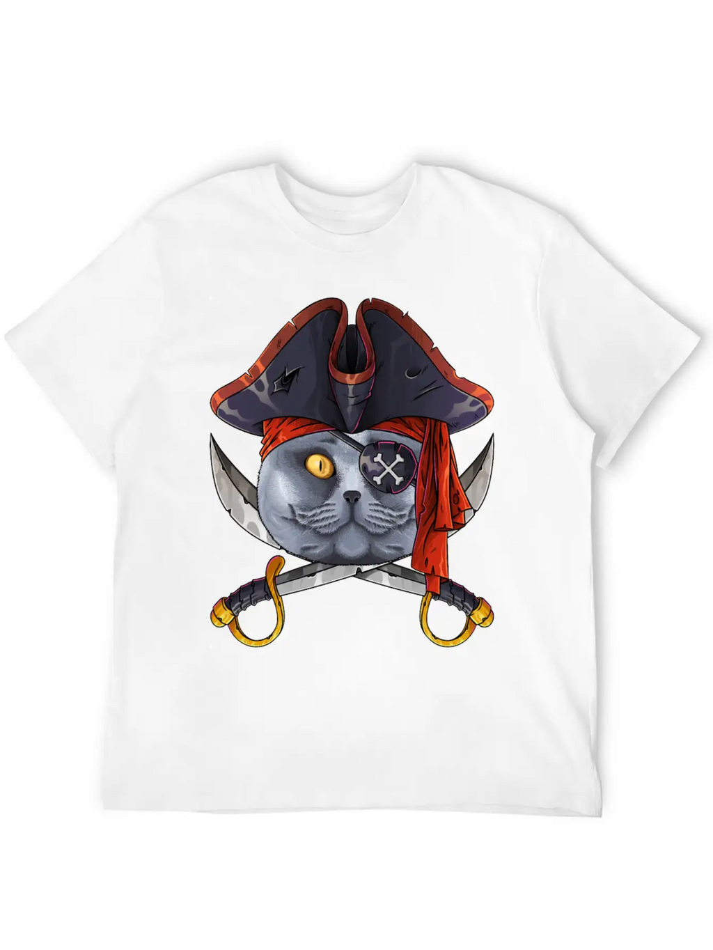 Pirate British Shorthair Jolly Roger Halloween Cos Classic Cotton Tee – Unisex Comfort For Any Season