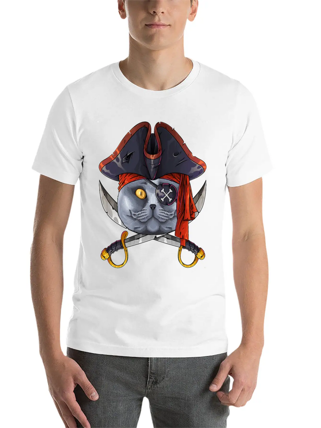 Pirate British Shorthair Jolly Roger Halloween Cos Classic Cotton Tee – Unisex Comfort For Any Season