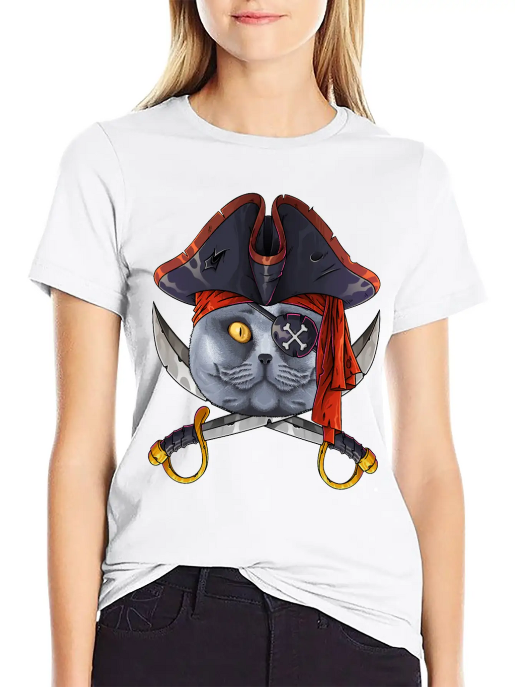 Pirate British Shorthair Jolly Roger Halloween Cos Classic Cotton Tee – Unisex Comfort For Any Season