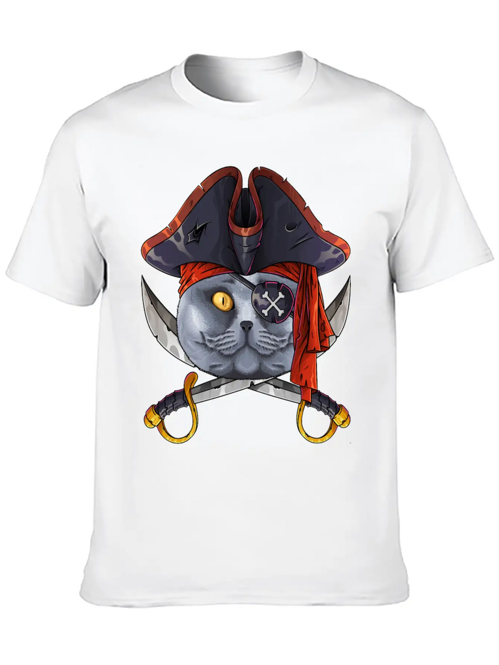 Pirate British Shorthair Jolly Roger Halloween Cos Classic Cotton Tee – Unisex Comfort For Any Season
