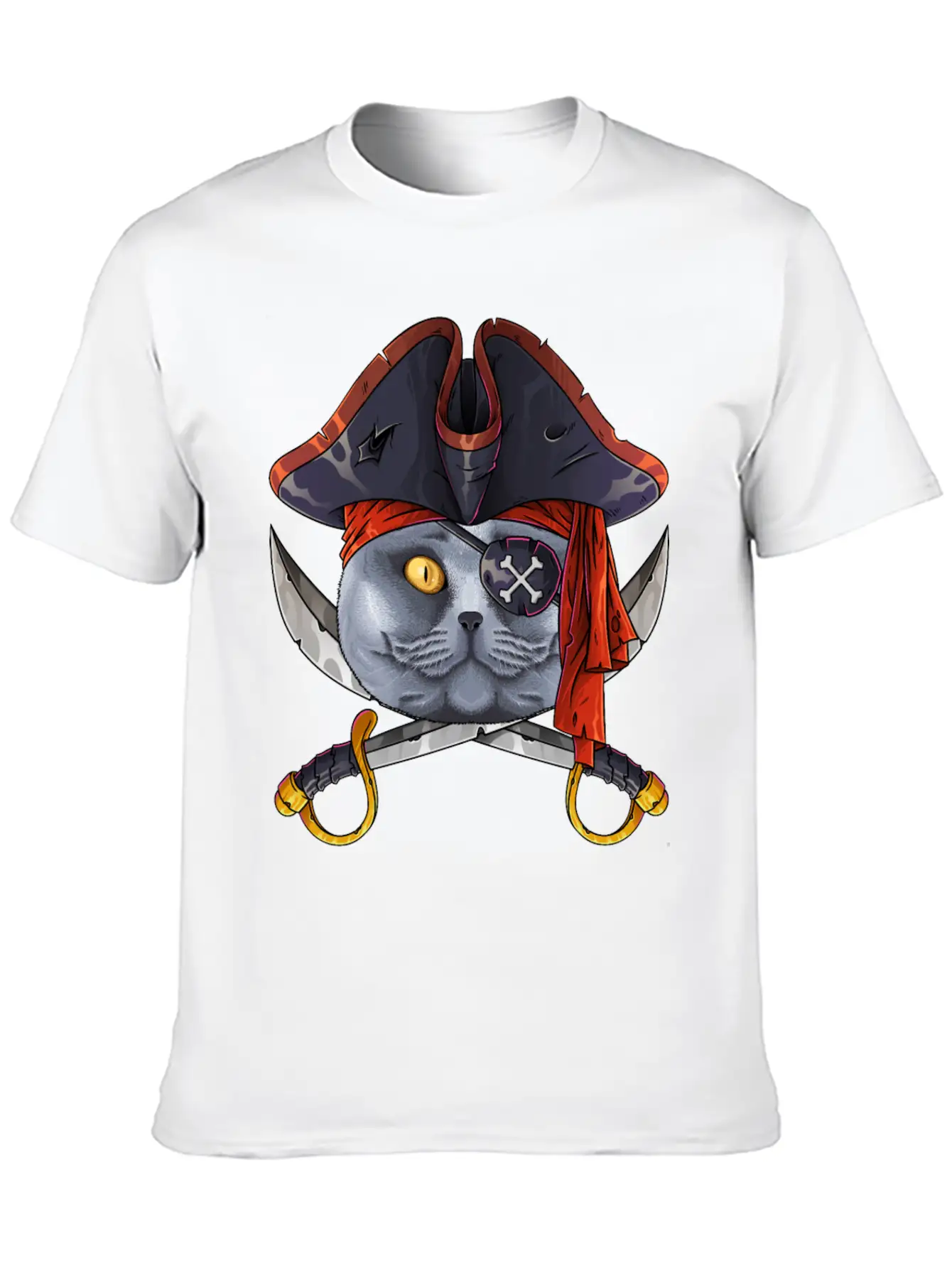 Pirate British Shorthair Jolly Roger Halloween Cos Classic Cotton Tee – Unisex Comfort For Any Season