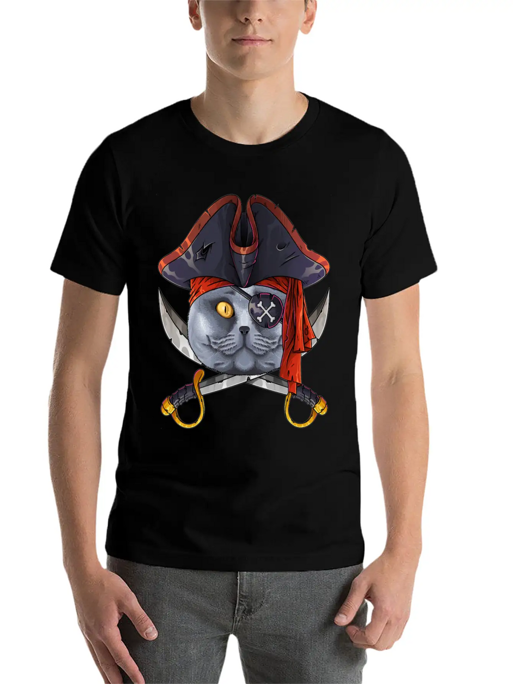 Pirate British Shorthair Jolly Roger Halloween Cos Classic Cotton Tee – Unisex Comfort For Any Season