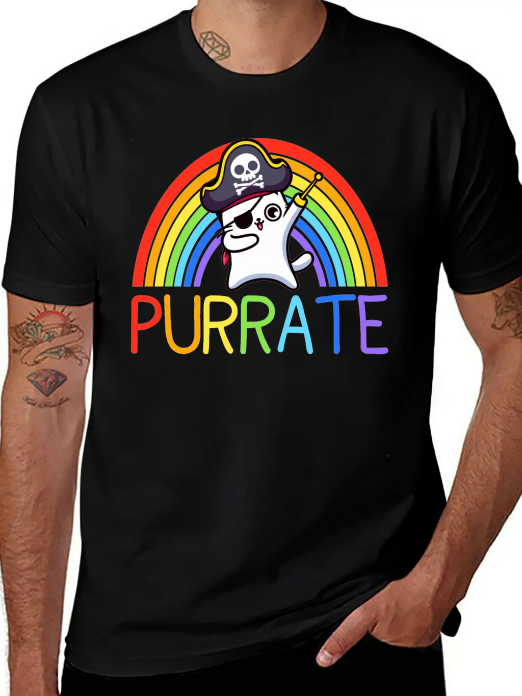 Pirate Cat Dabing Purrate Cool Eye Hook Patch Cat Essential Unisex Summer Tee – Soft Cotton Casual Fit