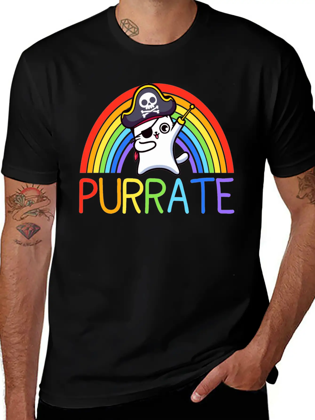 Pirate Cat Dabing Purrate Cool Eye Hook Patch Cat Essential Unisex Summer Tee – Soft Cotton Casual Fit