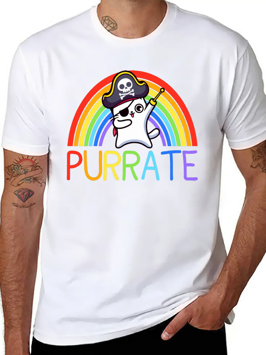 Pirate Cat Dabing Purrate Cool Eye Hook Patch Cat Essential Unisex Summer Tee – Soft Cotton Casual Fit