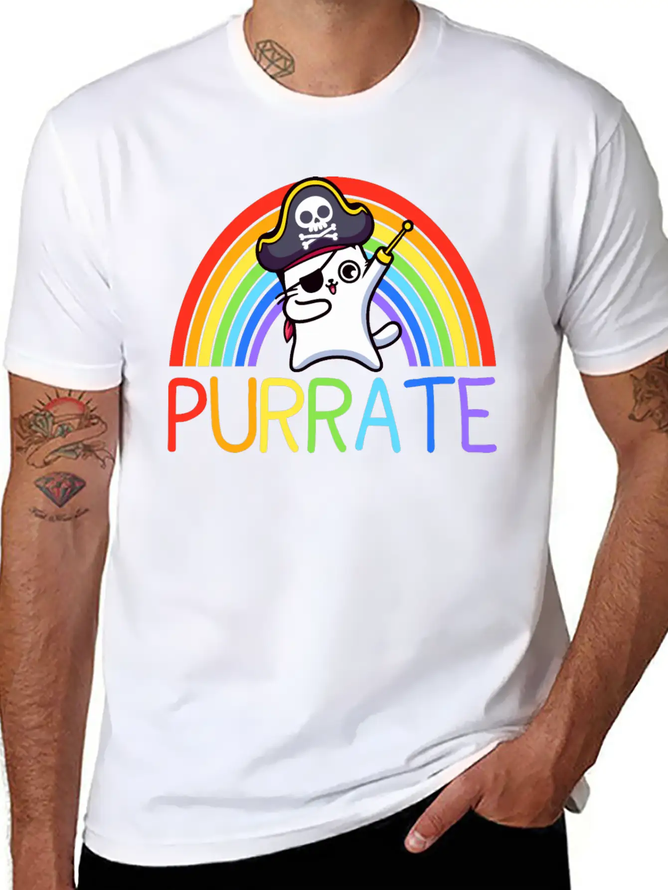 Pirate Cat Dabing Purrate Cool Eye Hook Patch Cat Essential Unisex Summer Tee – Soft Cotton Casual Fit