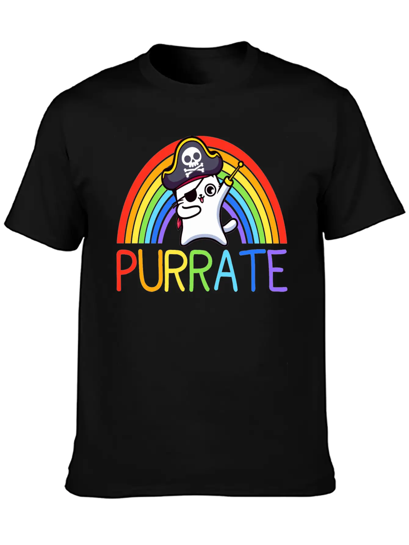 Pirate Cat Dabing Purrate Cool Eye Hook Patch Cat Essential Unisex Summer Tee – Soft Cotton Casual Fit