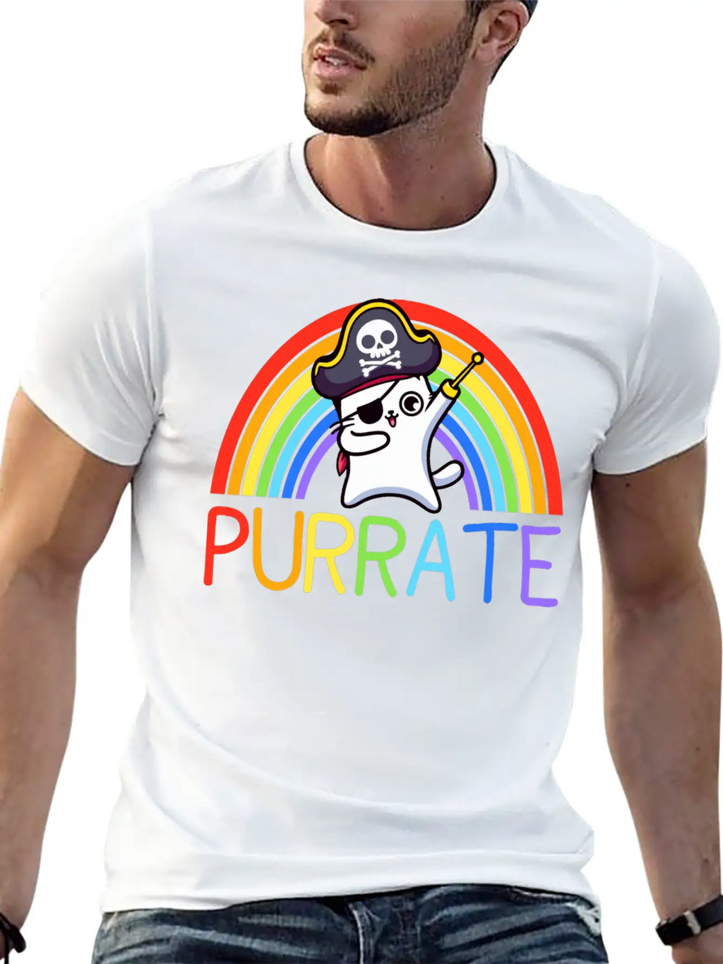 Pirate Cat Dabing Purrate Cool Eye Hook Patch Cat Essential Unisex Summer Tee – Soft Cotton Casual Fit