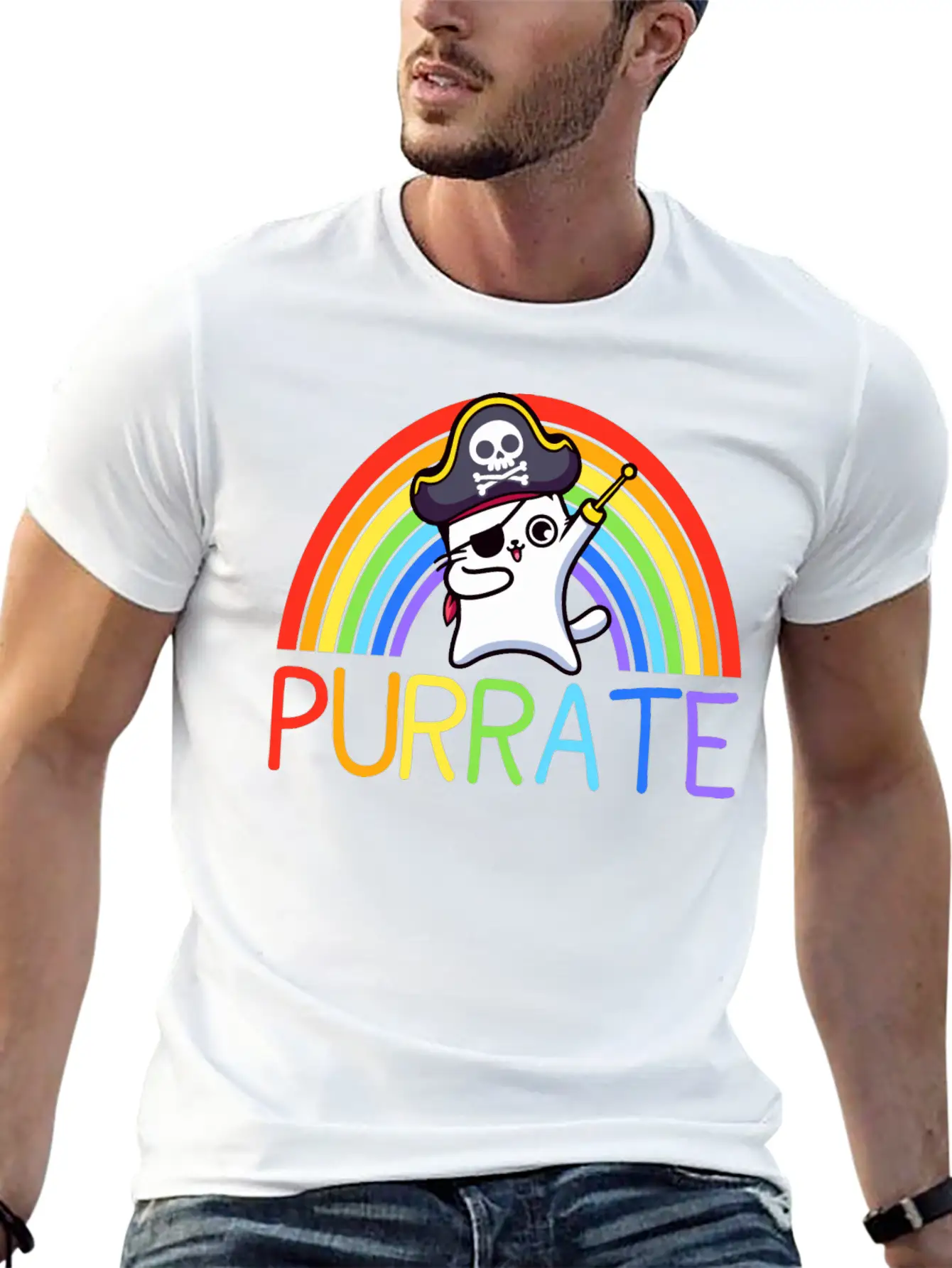 Pirate Cat Dabing Purrate Cool Eye Hook Patch Cat Essential Unisex Summer Tee – Soft Cotton Casual Fit