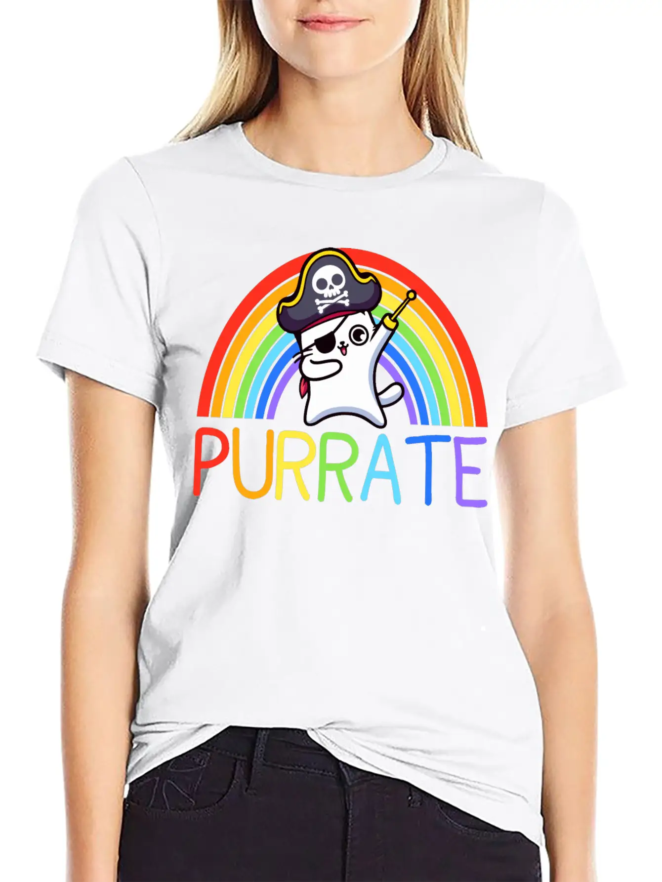 Pirate Cat Dabing Purrate Cool Eye Hook Patch Cat Essential Unisex Summer Tee – Soft Cotton Casual Fit