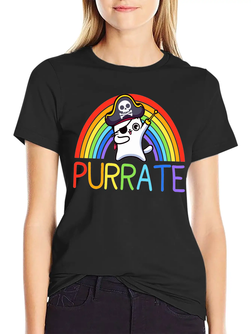 Pirate Cat Dabing Purrate Cool Eye Hook Patch Cat Essential Unisex Summer Tee – Soft Cotton Casual Fit