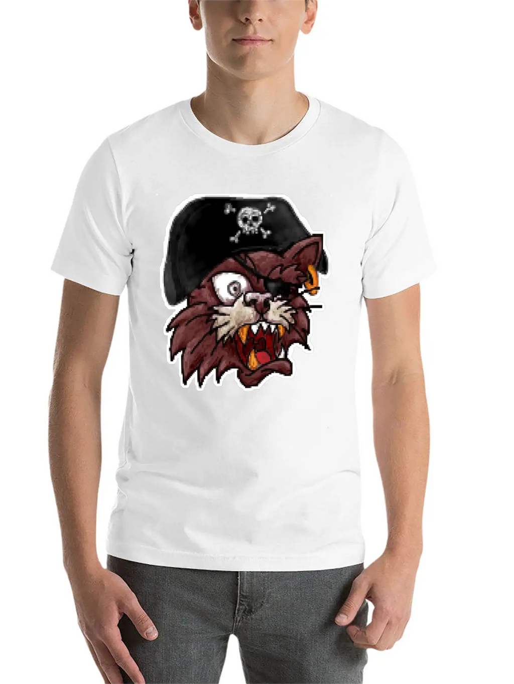 Pirates Cat One Eye 8 Bit Pixel Style Timeless Short Sleeve Tee – Comfy And Minimalist Design