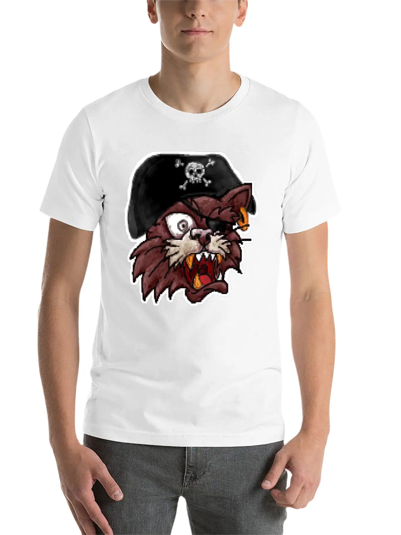 Pirates Cat One Eye 8 Bit Pixel Style Timeless Short Sleeve Tee – Comfy And Minimalist Design