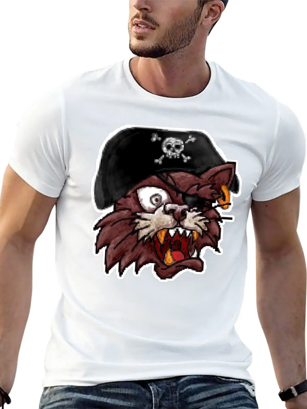 Pirates Cat One Eye 8 Bit Pixel Style Timeless Short Sleeve Tee – Comfy And Minimalist Design
