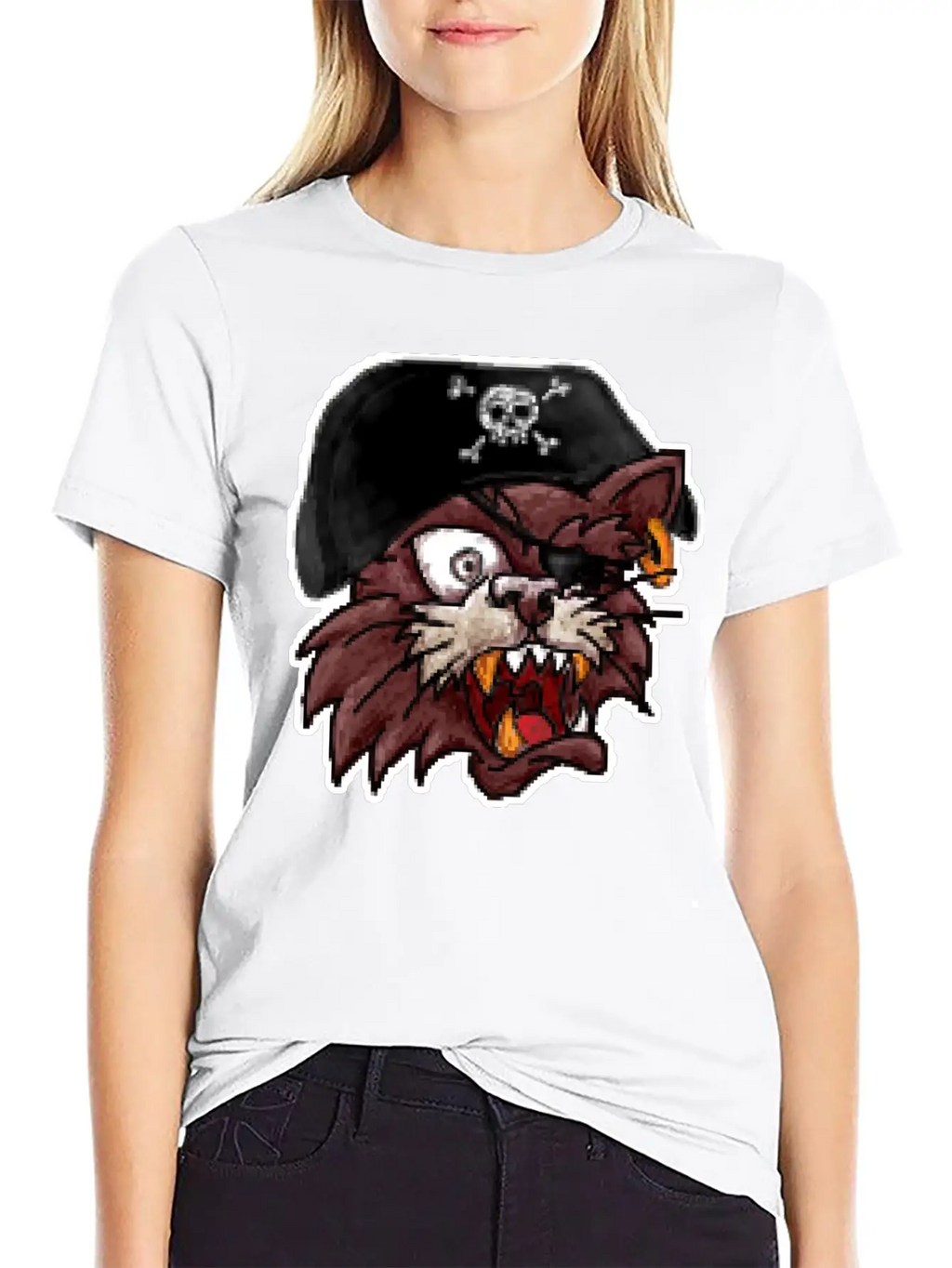 Pirates Cat One Eye 8 Bit Pixel Style Timeless Short Sleeve Tee – Comfy And Minimalist Design