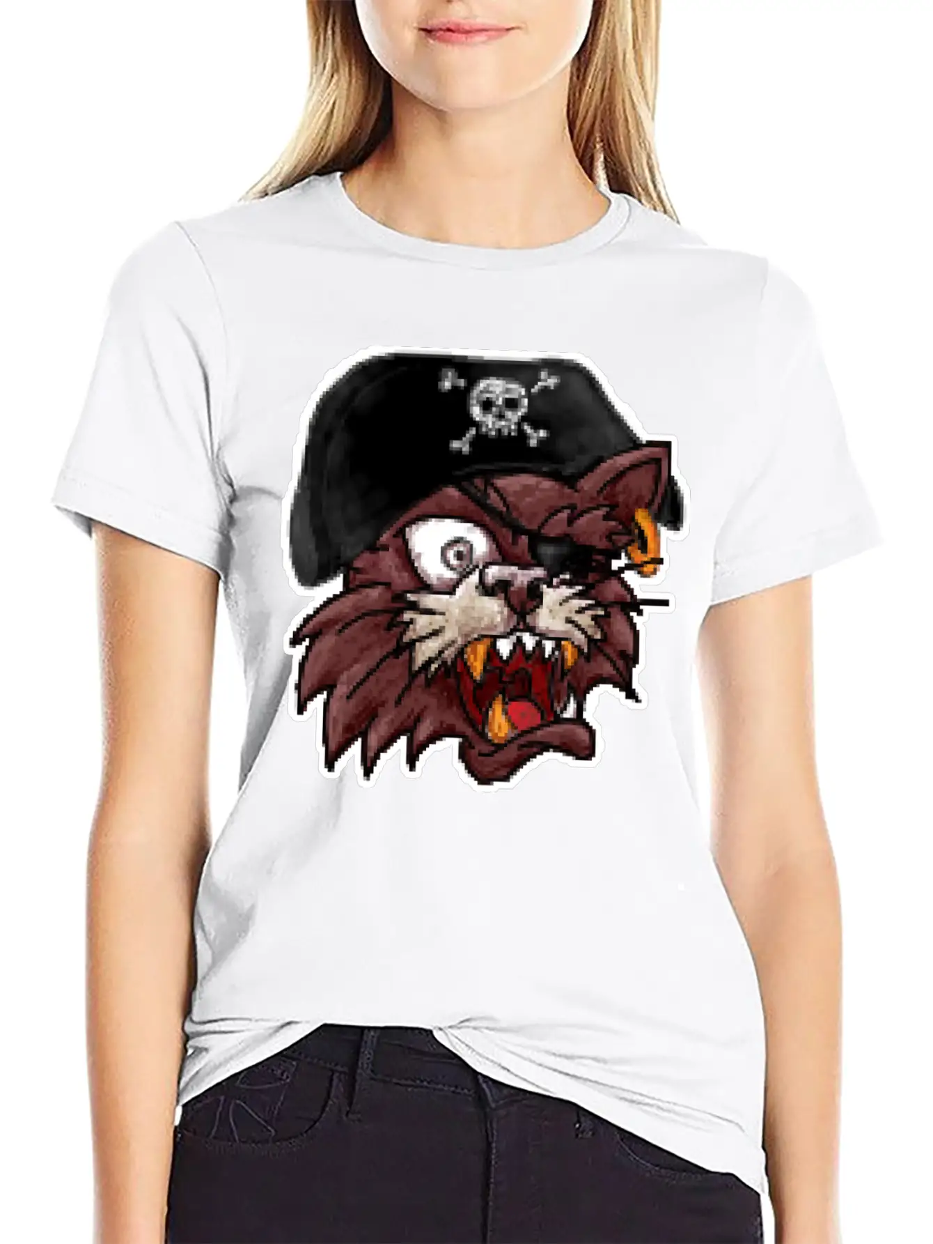 Pirates Cat One Eye 8 Bit Pixel Style Timeless Short Sleeve Tee – Comfy And Minimalist Design