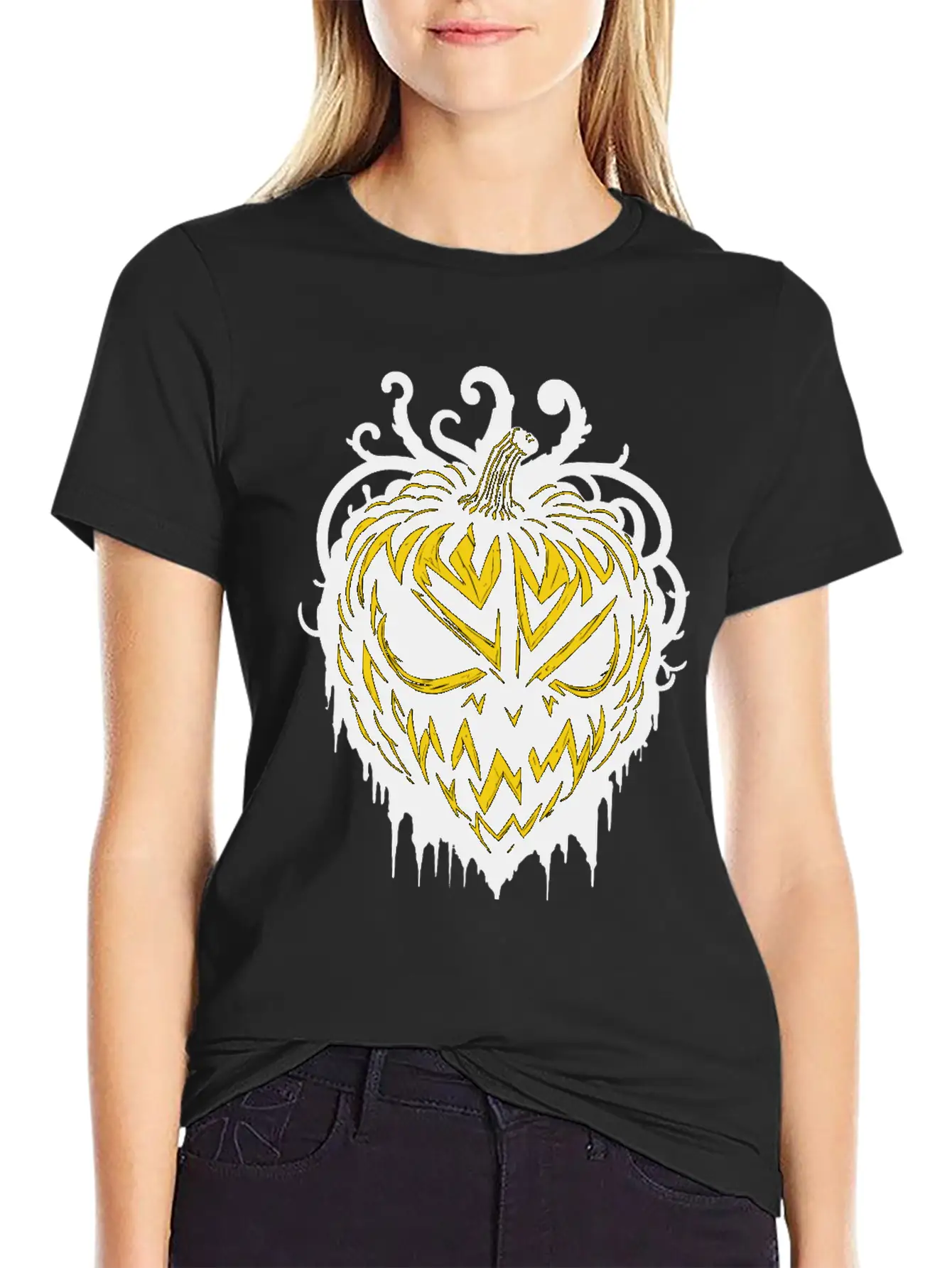 Pitch Black Pumpkin Heart Timeless Short Sleeve Tee – Comfy And Minimalist Design
