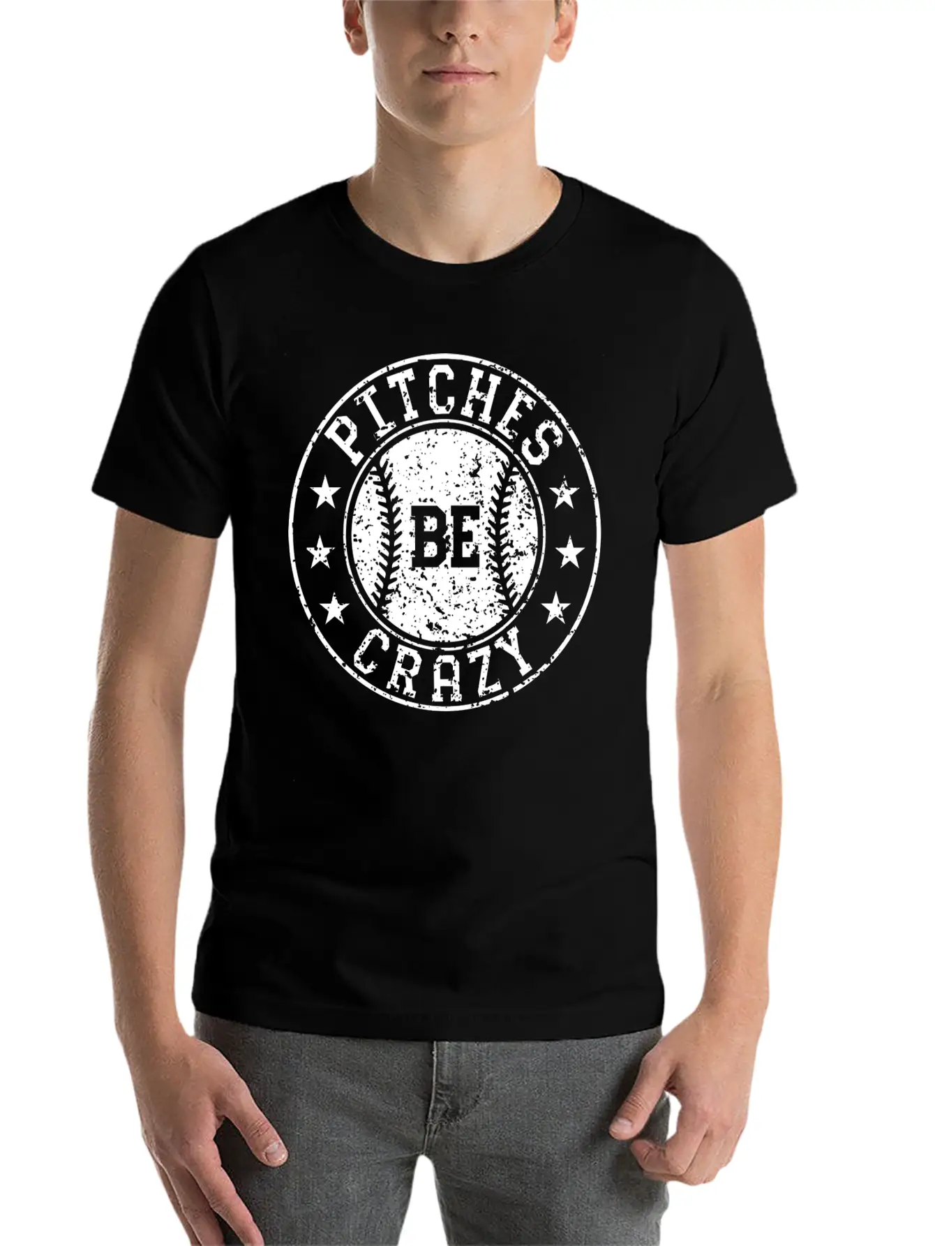 Pitches Be Crazy Softball Fast Pitch Humor Basic Graphic T-Shirt – Daily Comfort In Soft Cotton