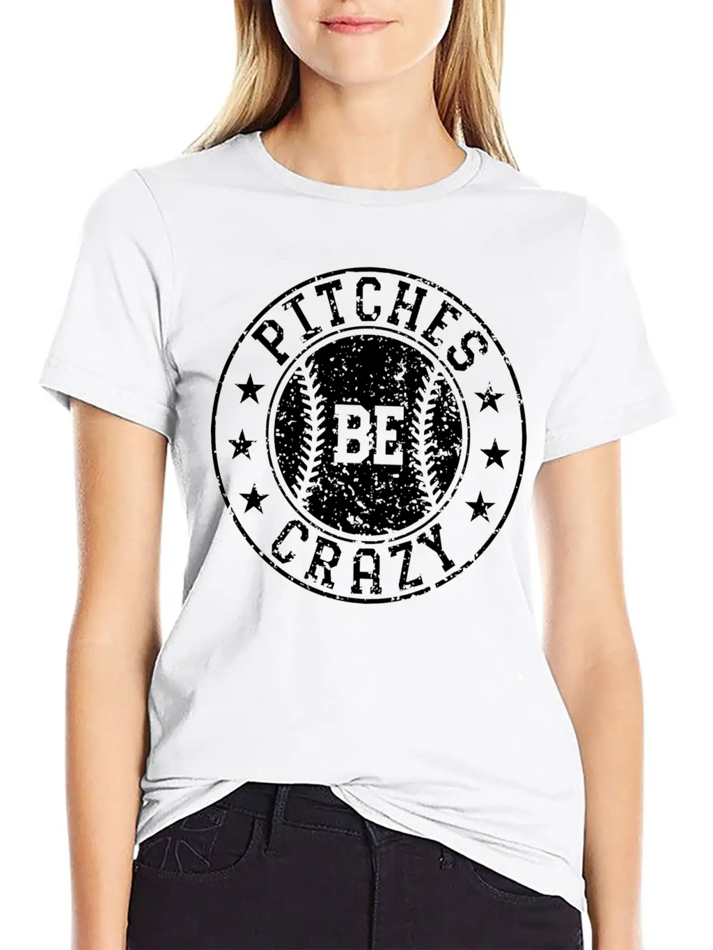 Pitches Be Crazy Softball Fast Pitch Humor Basic Graphic T-Shirt – Daily Comfort In Soft Cotton