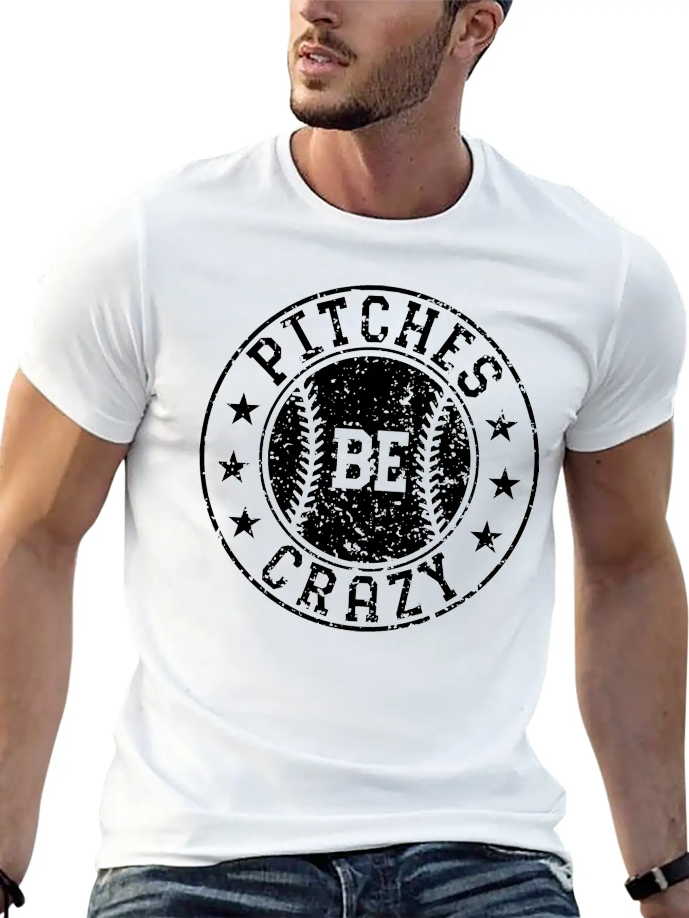 Pitches Be Crazy Softball Fast Pitch Humor Basic Graphic T-Shirt – Daily Comfort In Soft Cotton