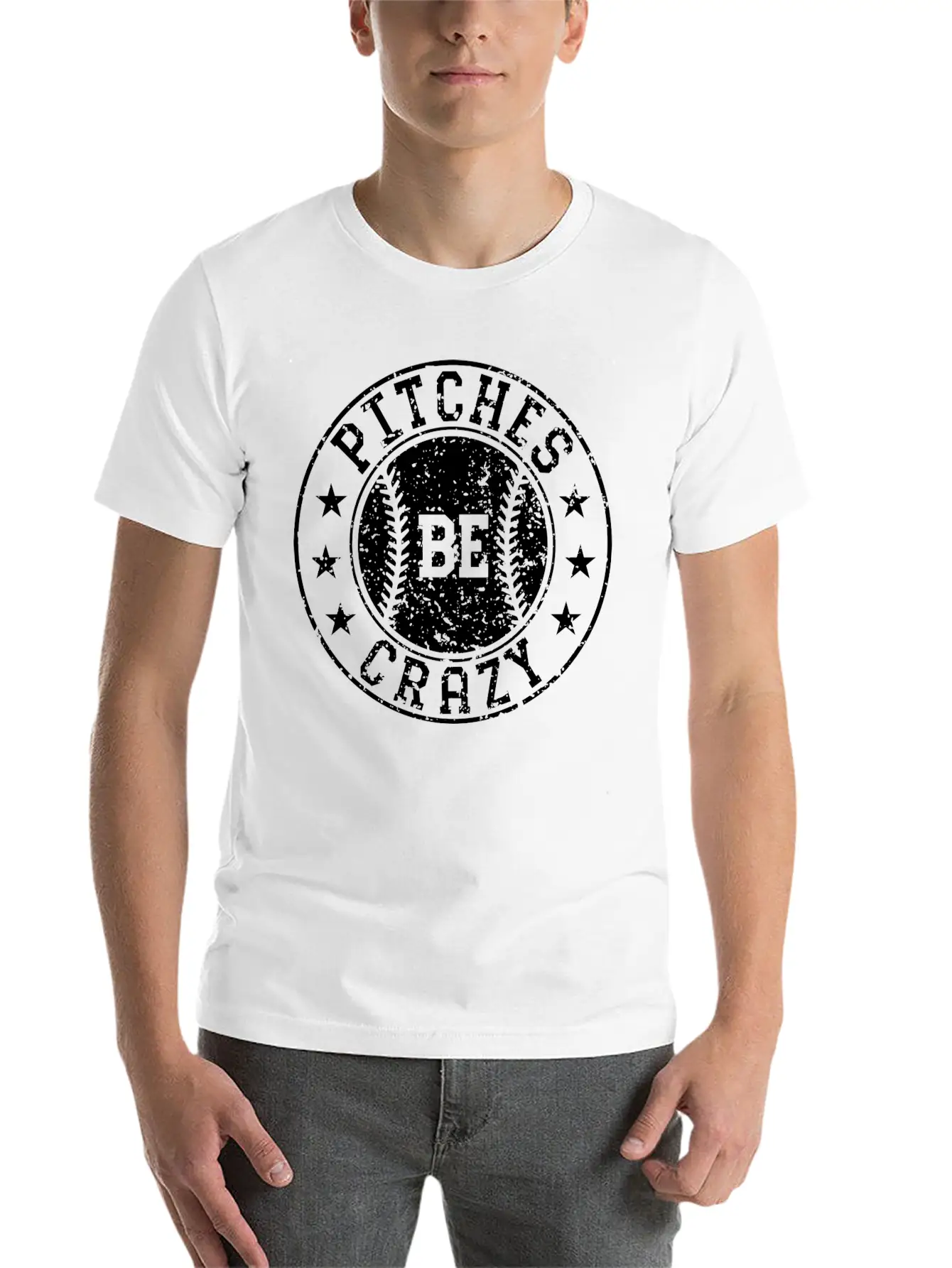 Pitches Be Crazy Softball Fast Pitch Humor Basic Graphic T-Shirt – Daily Comfort In Soft Cotton