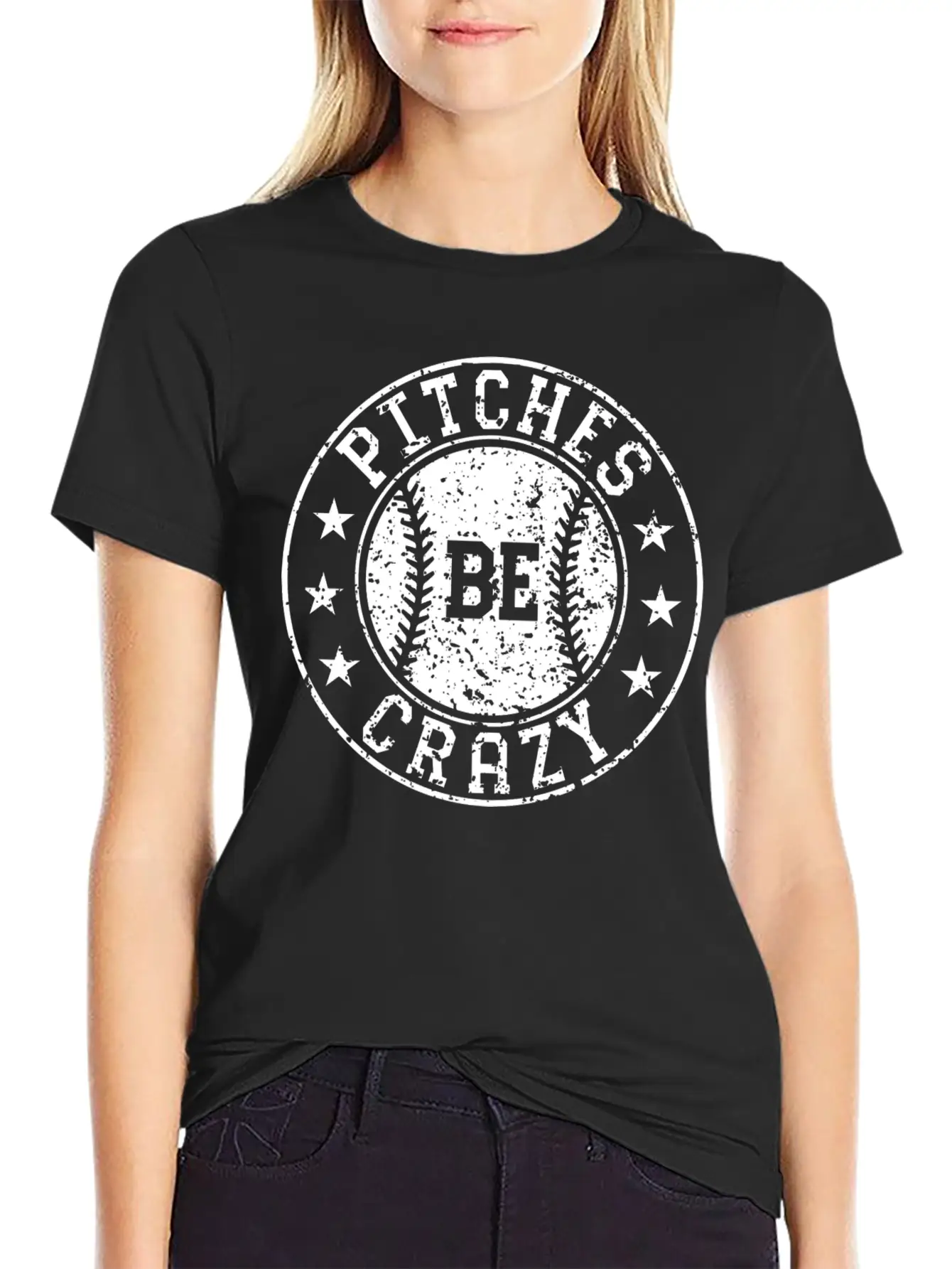 Pitches Be Crazy Softball Fast Pitch Humor Basic Graphic T-Shirt – Daily Comfort In Soft Cotton