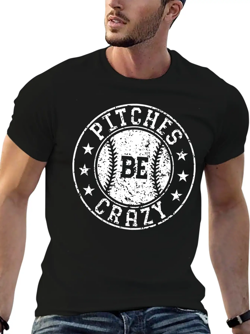 Pitches Be Crazy Softball Fast Pitch Humor Basic Graphic T-Shirt – Daily Comfort In Soft Cotton