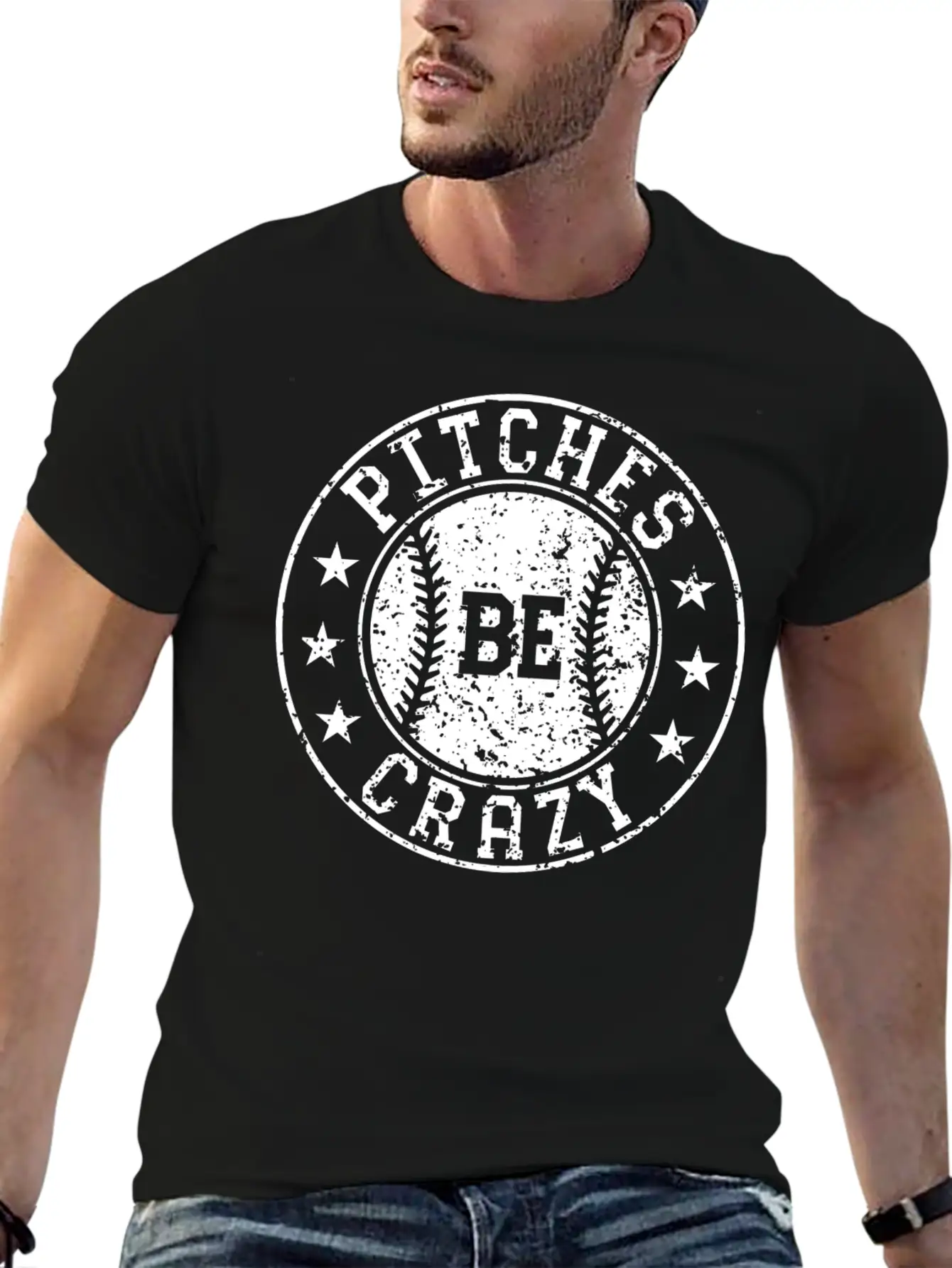 Pitches Be Crazy Softball Fast Pitch Humor Basic Graphic T-Shirt – Daily Comfort In Soft Cotton