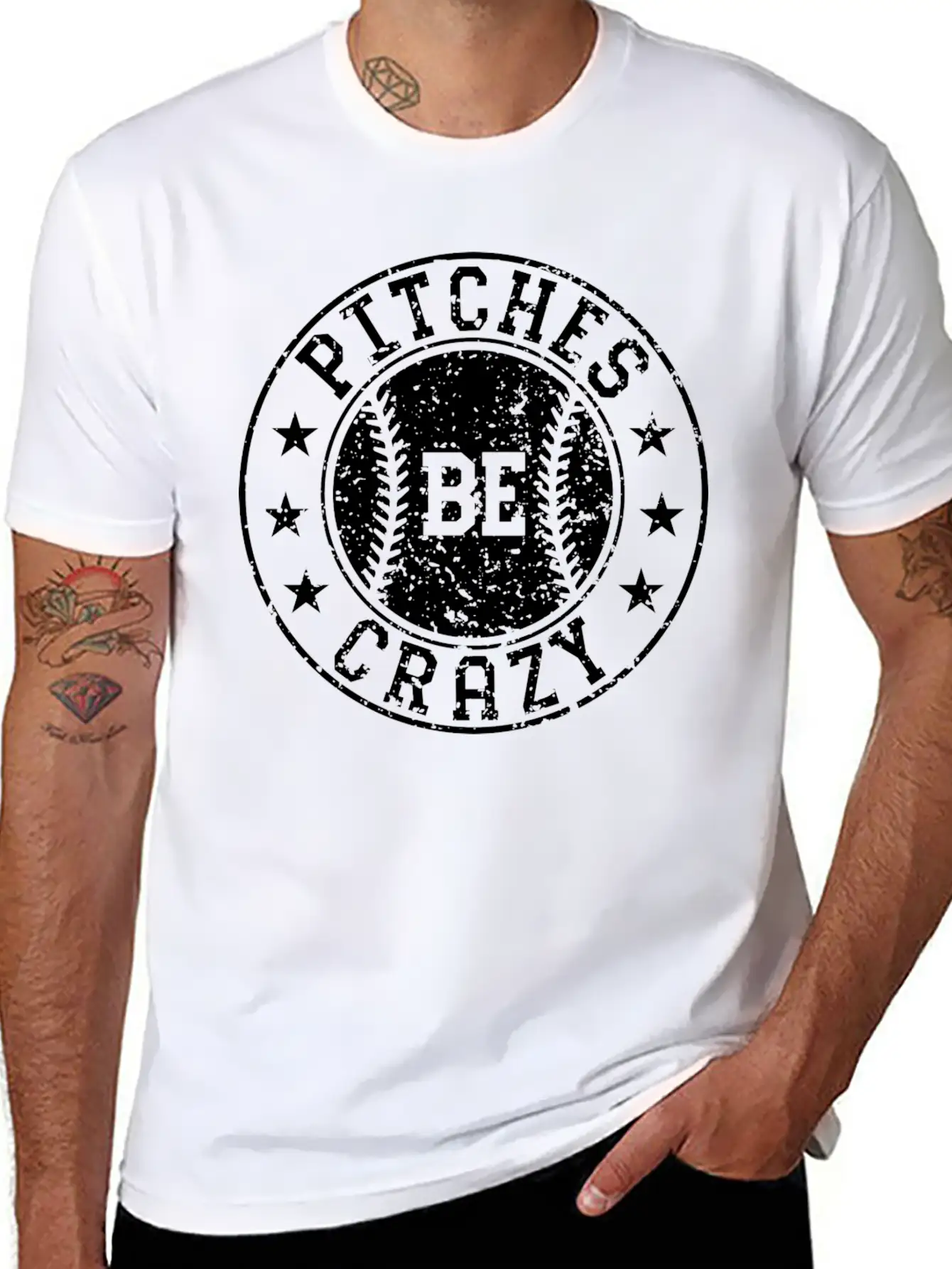 Pitches Be Crazy Softball Fast Pitch Humor Basic Graphic T-Shirt – Daily Comfort In Soft Cotton