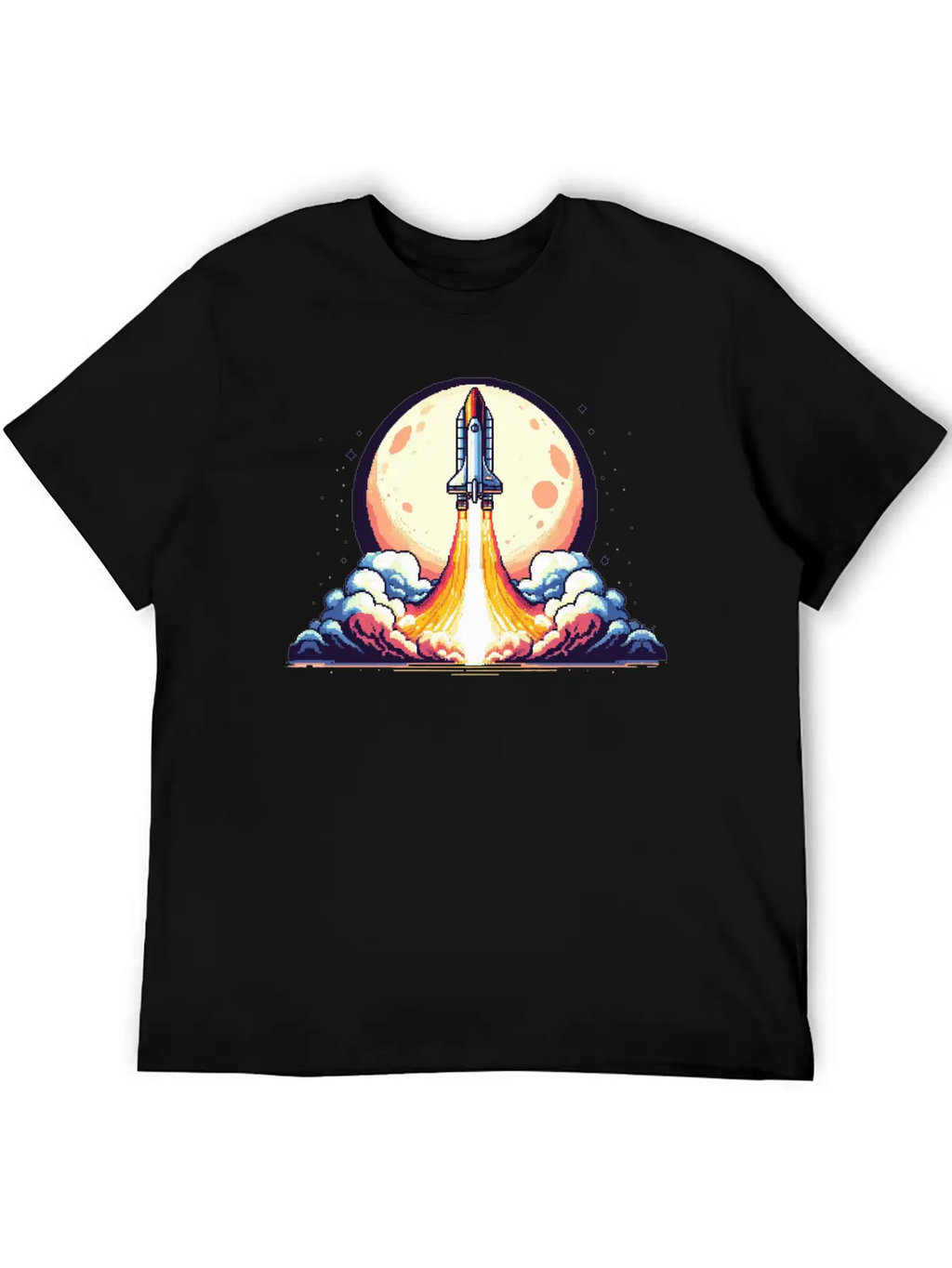 Pixel Art Rocket Breathable Soft Cotton T-Shirt – Timeless Casual Look