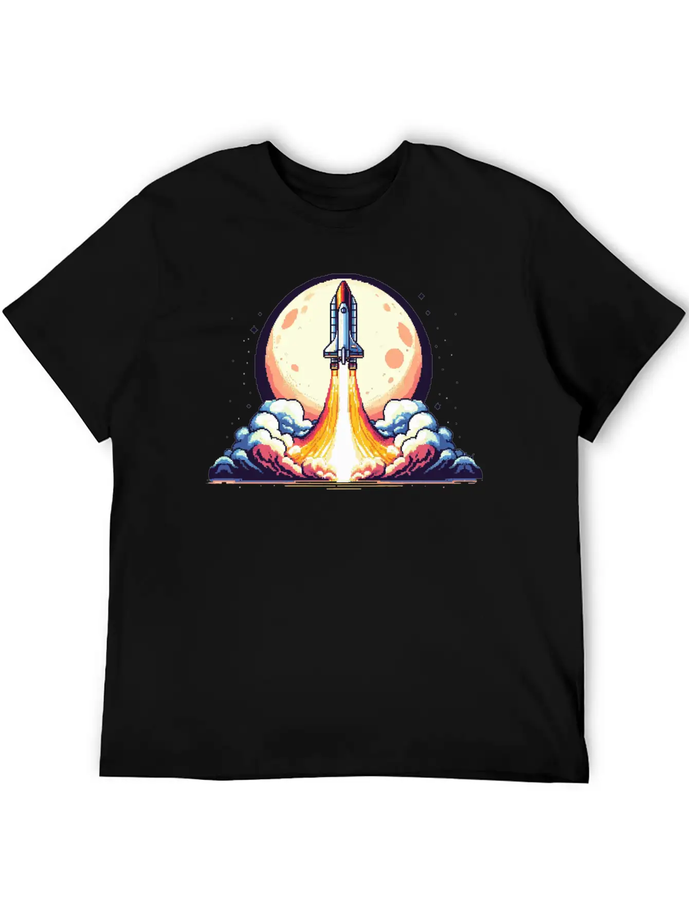 Pixel Art Rocket Breathable Soft Cotton T-Shirt – Timeless Casual Look