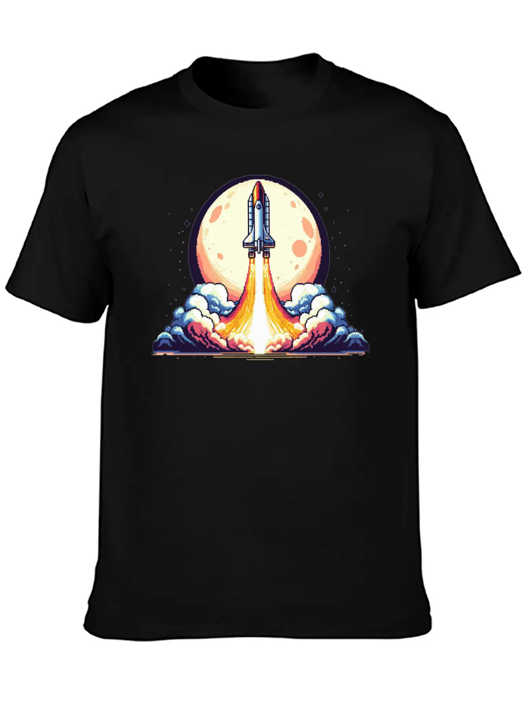 Pixel Art Rocket Breathable Soft Cotton T-Shirt – Timeless Casual Look