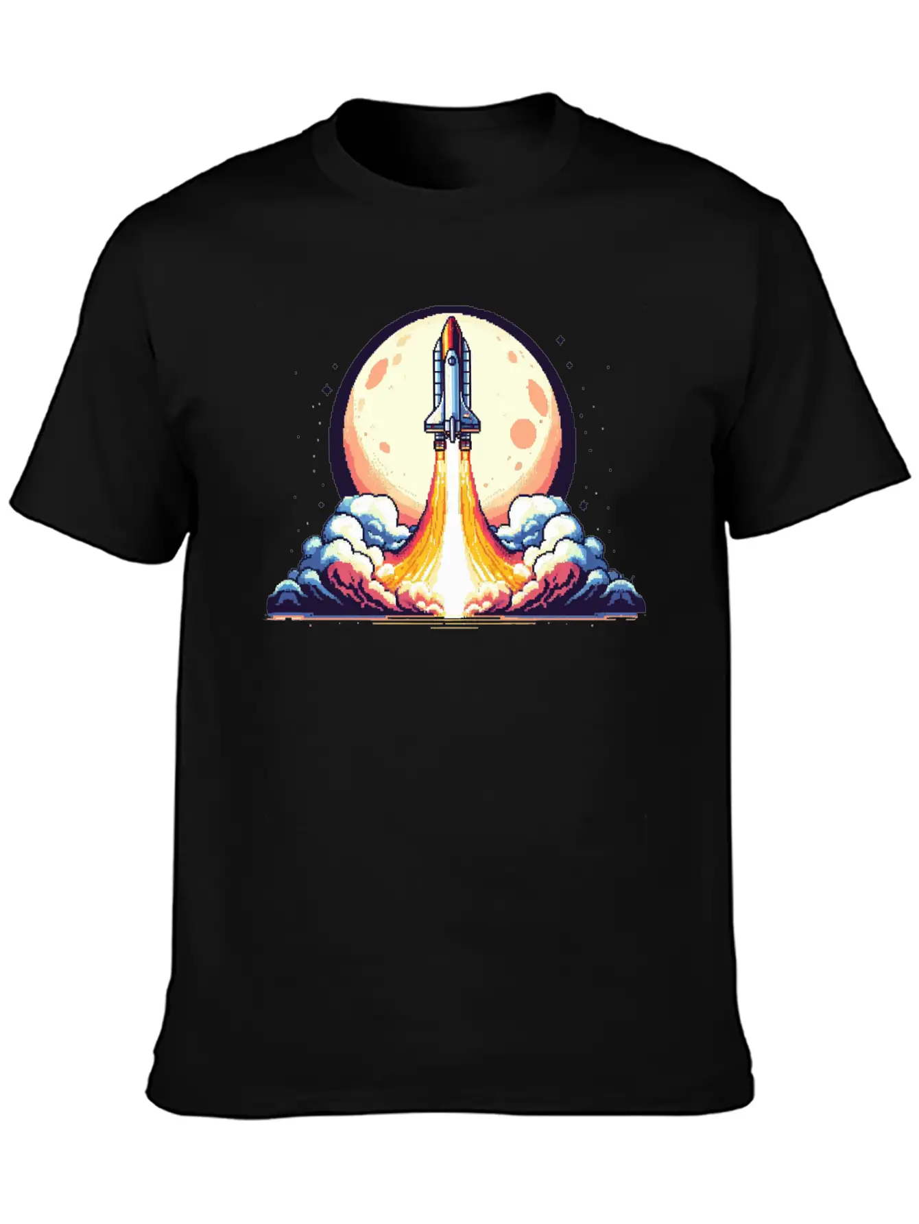 Pixel Art Rocket Breathable Soft Cotton T-Shirt – Timeless Casual Look
