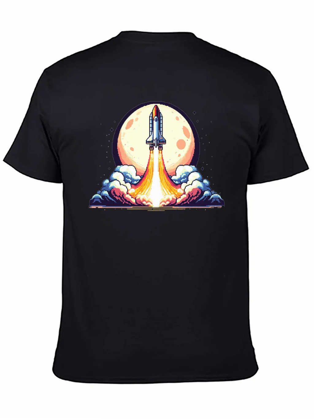 Pixel Art Rocket Breathable Soft Cotton T-Shirt – Timeless Casual Look