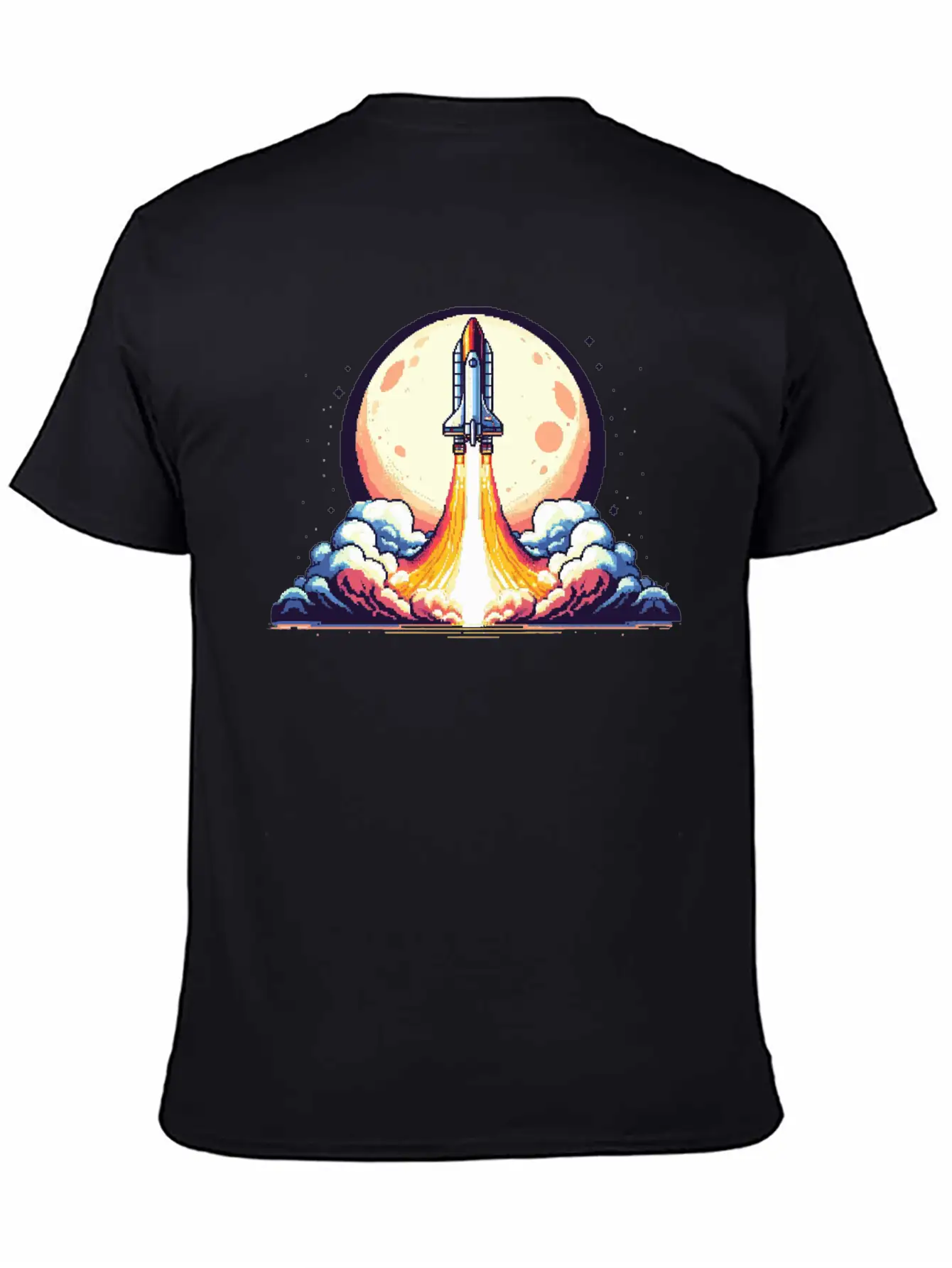 Pixel Art Rocket Breathable Soft Cotton T-Shirt – Timeless Casual Look