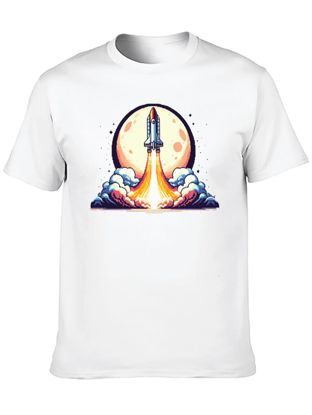 Pixel Art Rocket Breathable Soft Cotton T-Shirt – Timeless Casual Look