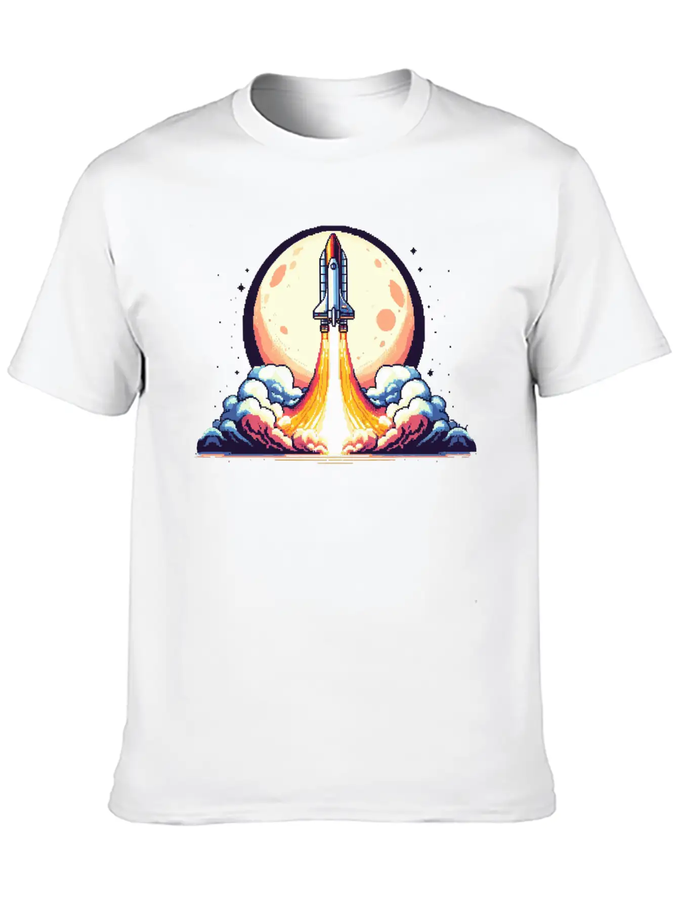 Pixel Art Rocket Breathable Soft Cotton T-Shirt – Timeless Casual Look