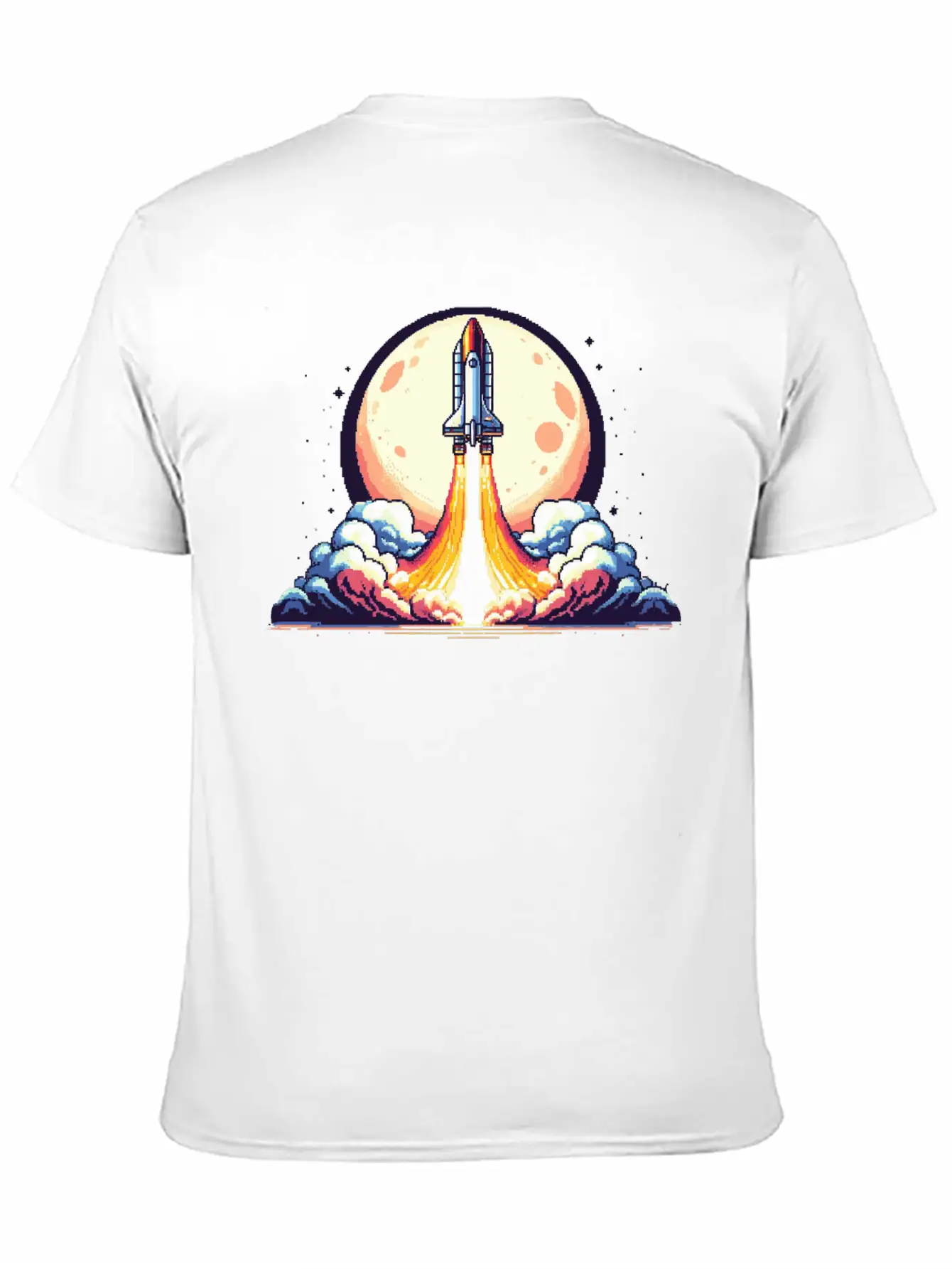 Pixel Art Rocket Breathable Soft Cotton T-Shirt – Timeless Casual Look