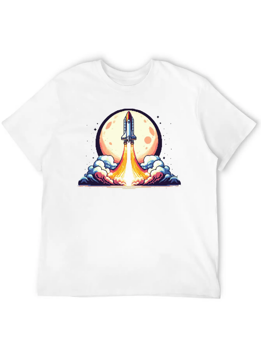 Pixel Art Rocket Breathable Soft Cotton T-Shirt – Timeless Casual Look