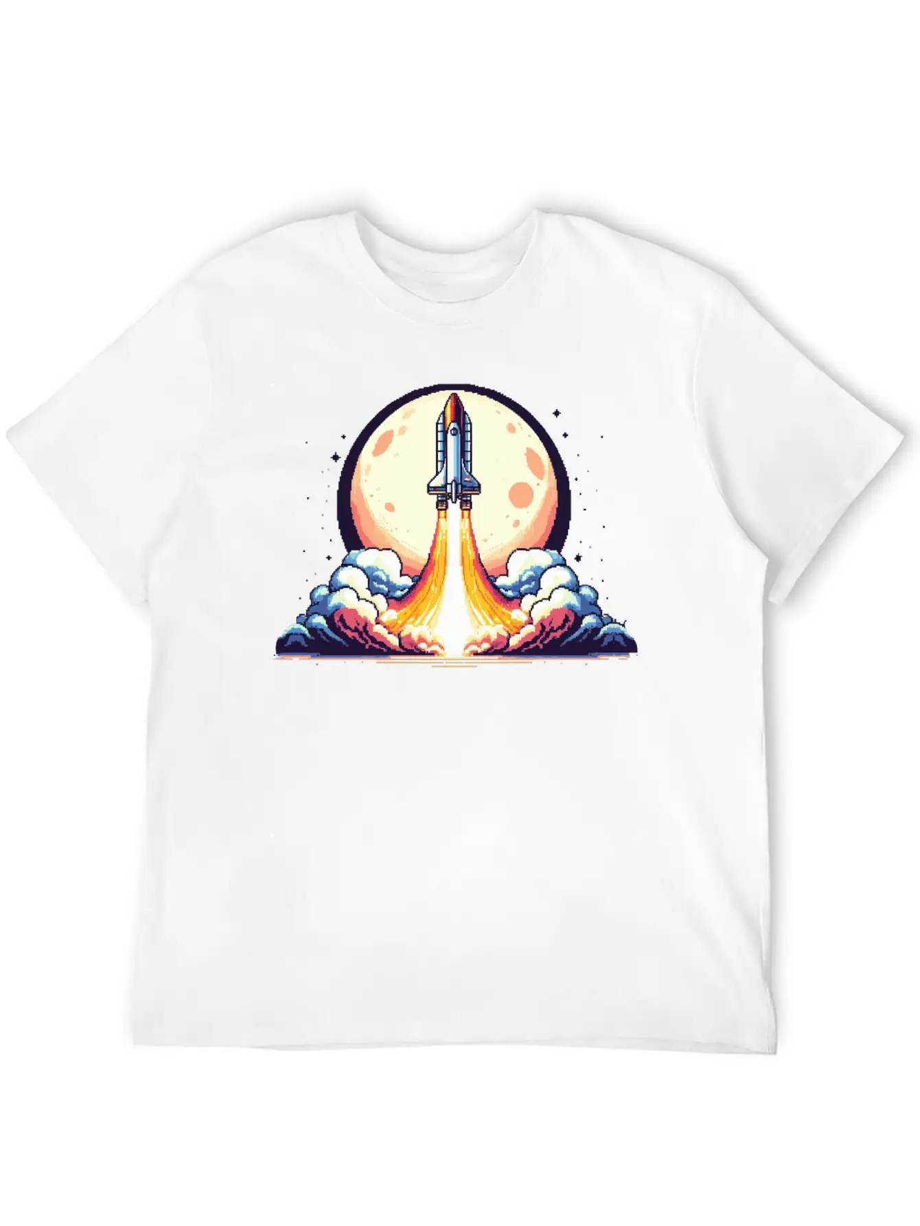 Pixel Art Rocket Breathable Soft Cotton T-Shirt – Timeless Casual Look