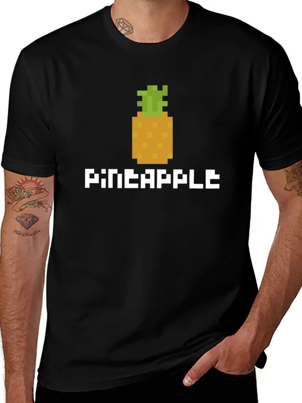 Pixel Pineapple Breathable Graphic T-Shirt – Perfect For Casual Days