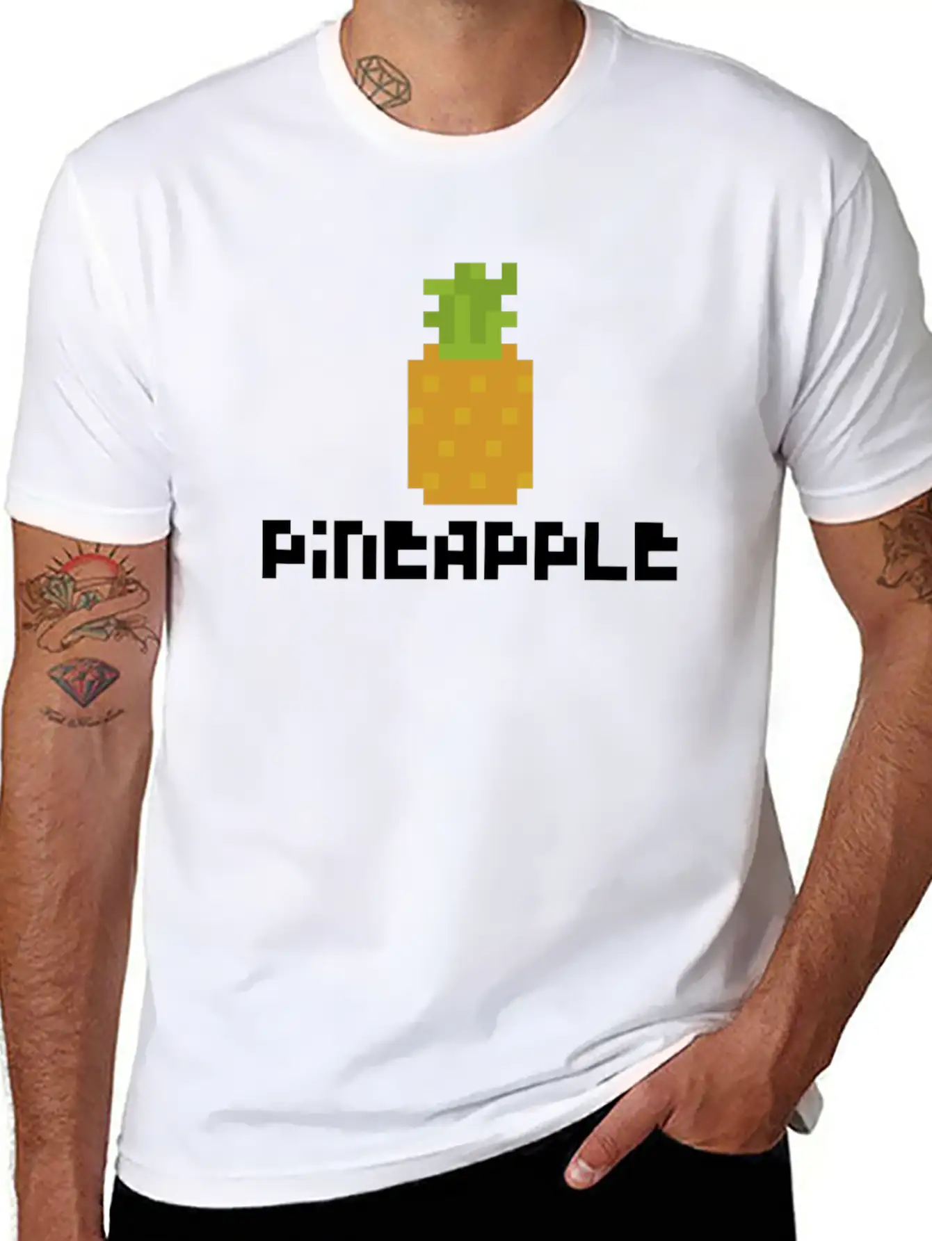 Pixel Pineapple Breathable Graphic T-Shirt – Perfect For Casual Days