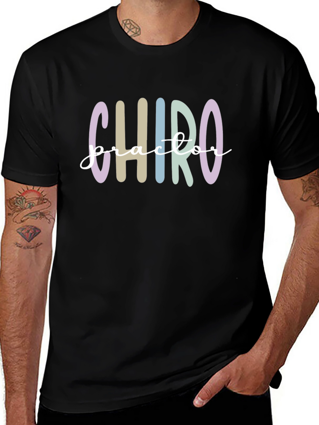 Chiropractor Striped Text Graphic Tee
