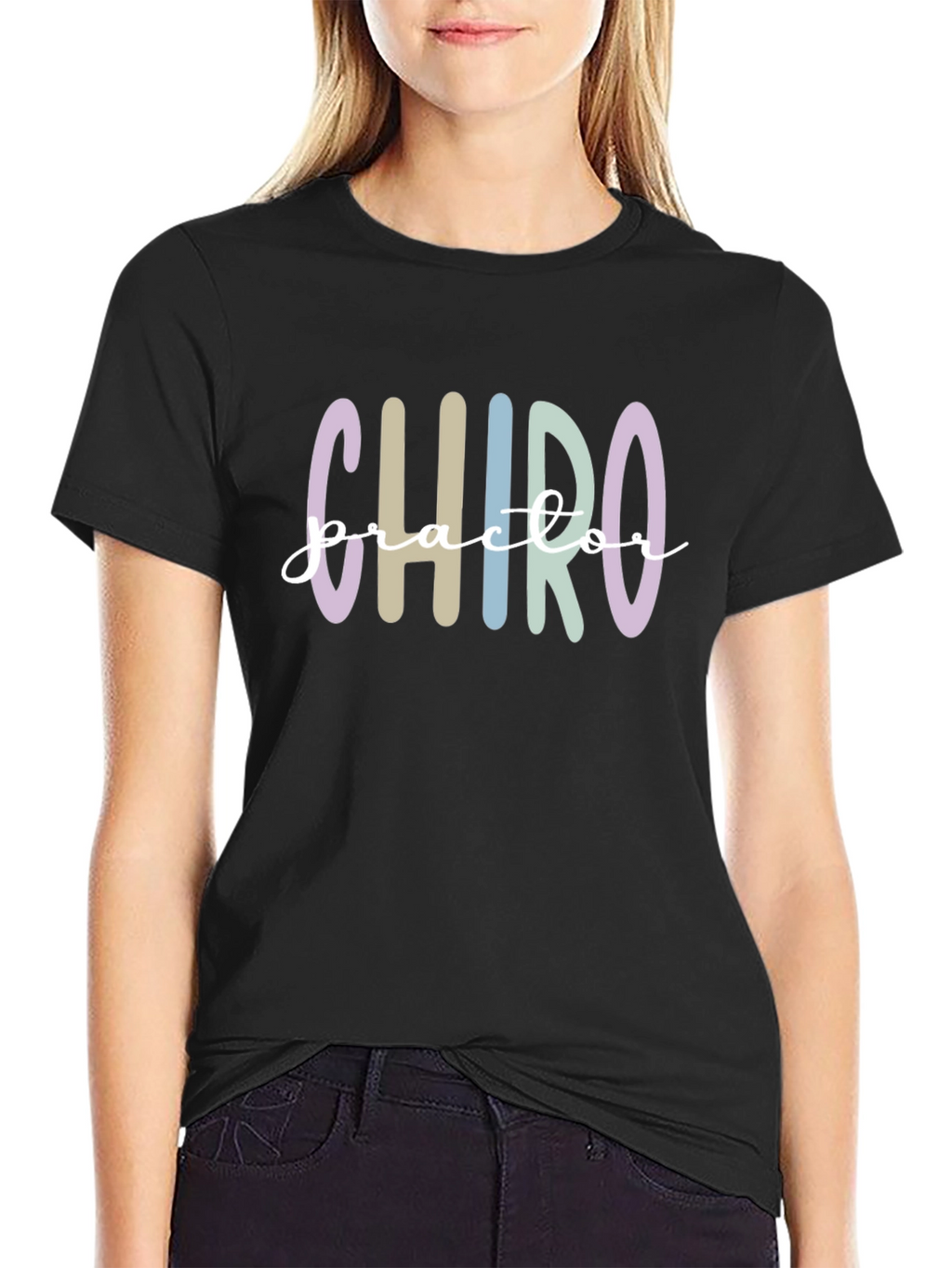 Chiropractor Striped Text Graphic Tee