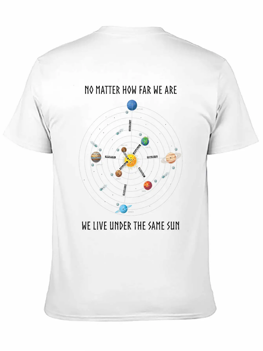 Planet, Universe, Distances Of The Planets Unisex Casual T-Shirt – Clean Design For Daily Comfort