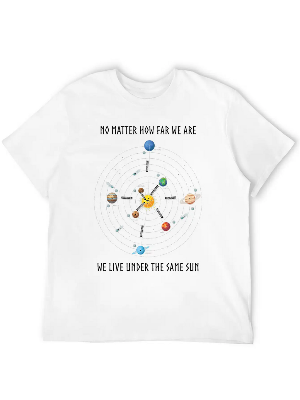 Planet, Universe, Distances Of The Planets Unisex Casual T-Shirt – Clean Design For Daily Comfort